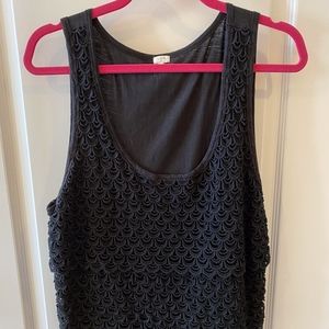 JCrew Black Scollop Lace Tank Top